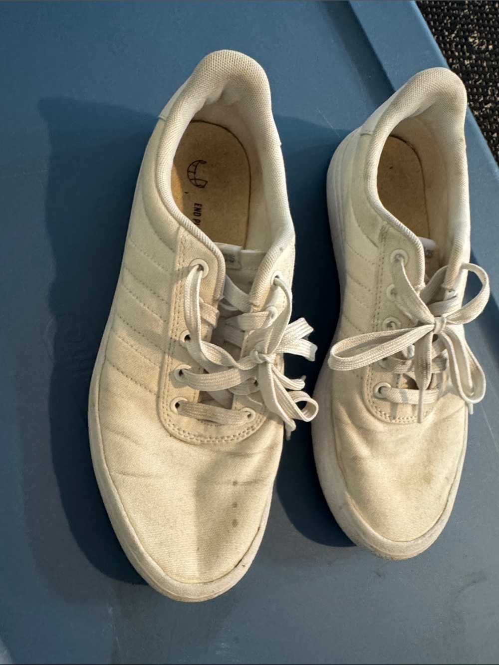 Adidas White Canvas Lace-Up Sneakers